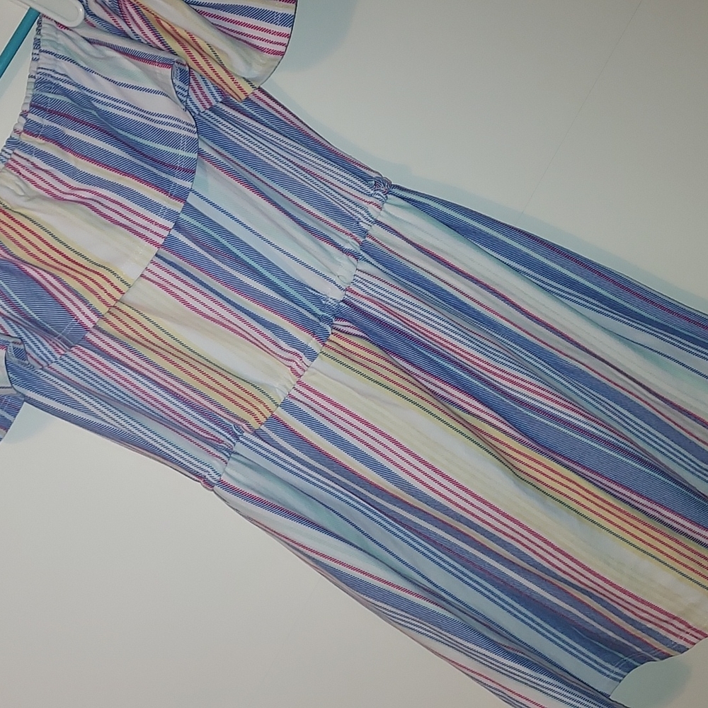 GIRLS PINSTRIPE ROMPER SIZE 10/12 💜 - Picture 2 of 3